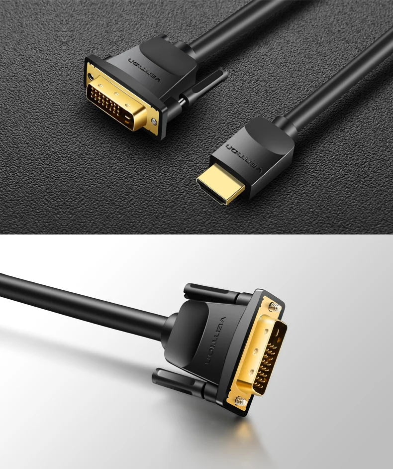 Vention Кабель hdmi-DVI DVI-D 24+ 1 Pin папа-папа 1080P HD 3D кабель адаптер для монитора PS4 проектор Высокоскоростной hdmi кабель