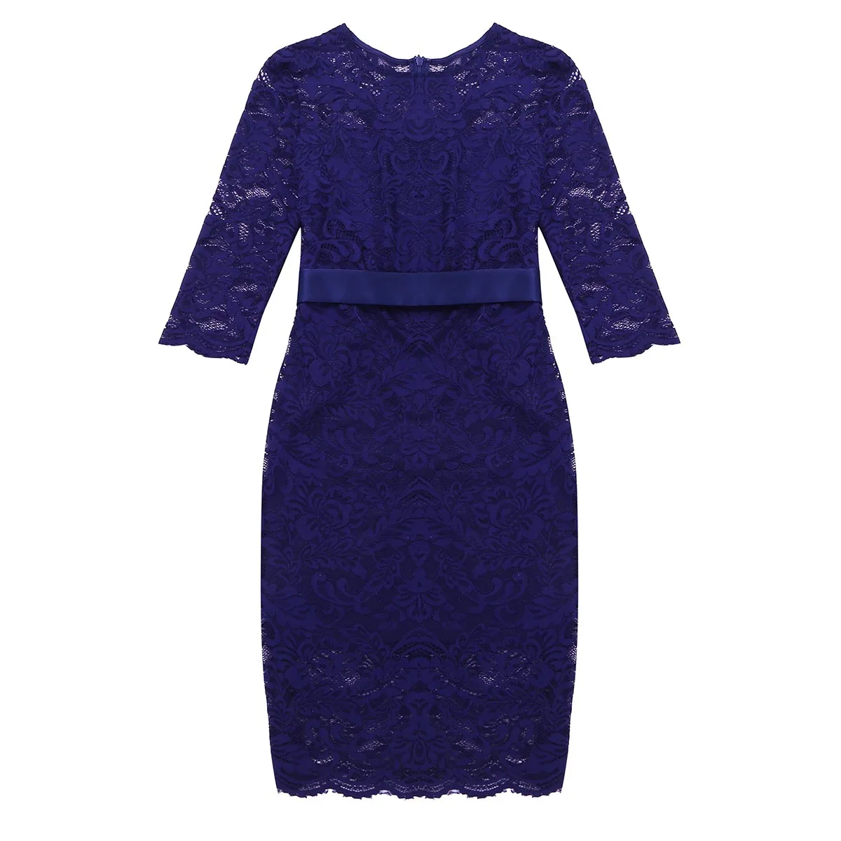Navy Blue Женское элегантное платье для беременных с цветочным кружевом, круглым вырезом и рукавом до локтя, вечернее платье для беременных - Цвет: Navy Blue
