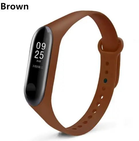 Brown Ремешок mi Band 3 4 для Xiao mi band 3/4 ремешок для часов mi 3 4 pulsera correa mi band 3/4 сменный силиконовый браслет - Цвет: Brown