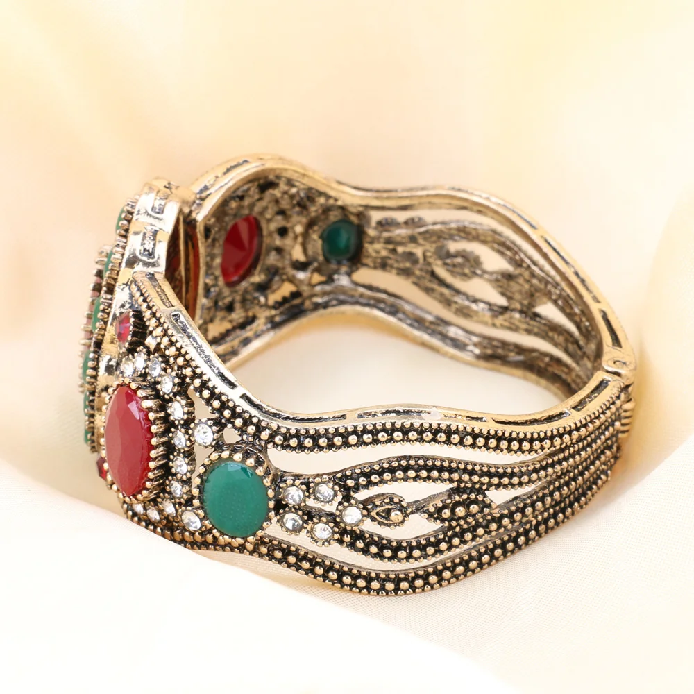 Kinel подвеска Бохо манжеты браслет для женщин Овальный Красный Камень Кристалл