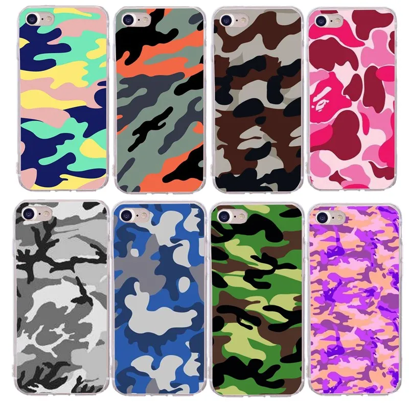 Армейские чехлы для iPhone 7 с камуфляжным рисунком Coque X 8 plus 6 6s 5s se Capa Back Cover из роскошного силикона+TPU.