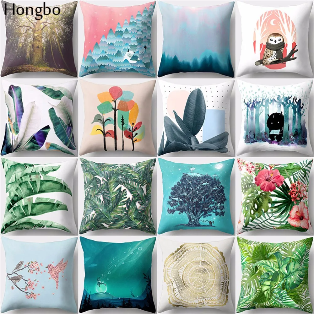 Хунбо 1 шт. тропический лес цветы листья наволочка домашняя текстильная подушка