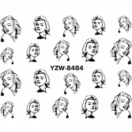 YZW8484 Наклейки для дизайна ногтей, наклейки для кошек, цветов, переводные наклейки с водой, Слайдеры для украшения ногтей, тату, маникюрные обертывания, инструменты, наконечники - Цвет: YZW8484