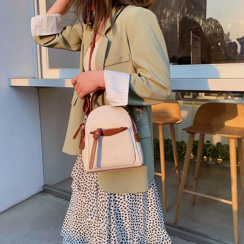 Beige EXCELSIOR новая женская сумка PU модные рюкзаки мини школьные сумки однотонный рюкзак на молнии пляжная сумка дизайнерские сумки для девочек многофункциональные - Цвет: Beige