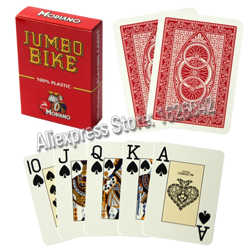 Modiano Jumbo Bike Poker 100% пластиковые игральные карты Размер 2 | Спорт и развлечения