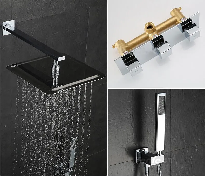 8&quot10&quot 12&quot Stainless steel Square rainfall shower in-wall mounted concealed set 6040 | Обустройство дома
