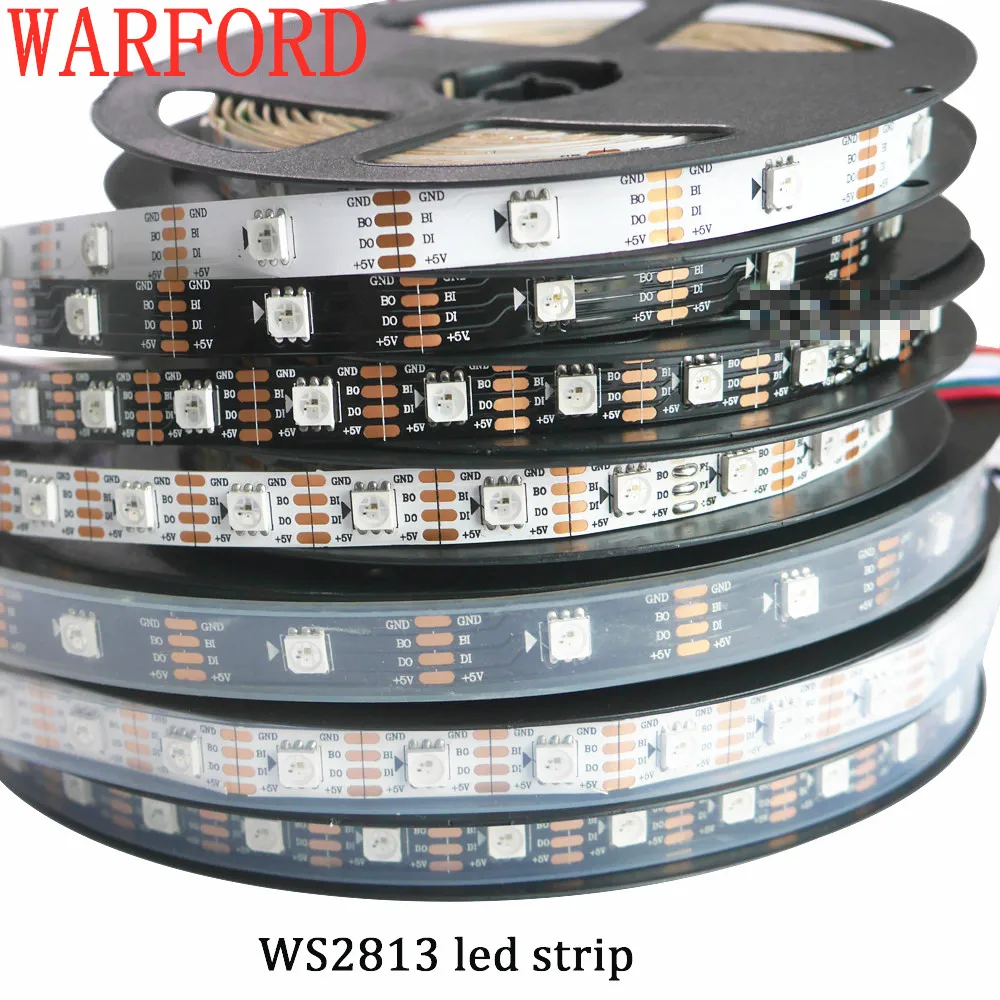 Уорфорд 1 м/5 м WS2813 Smart светодио дный пикселей полосы черный/белый печатных плат 30/60