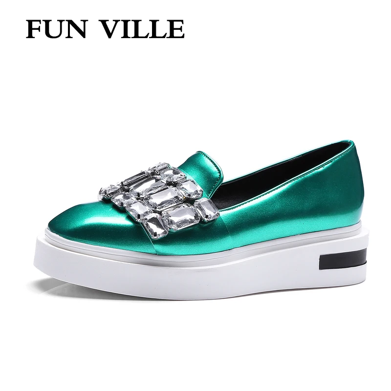 FUN VILLE/Новые модные весенние женские туфли на плоской подошве повседневная обувь