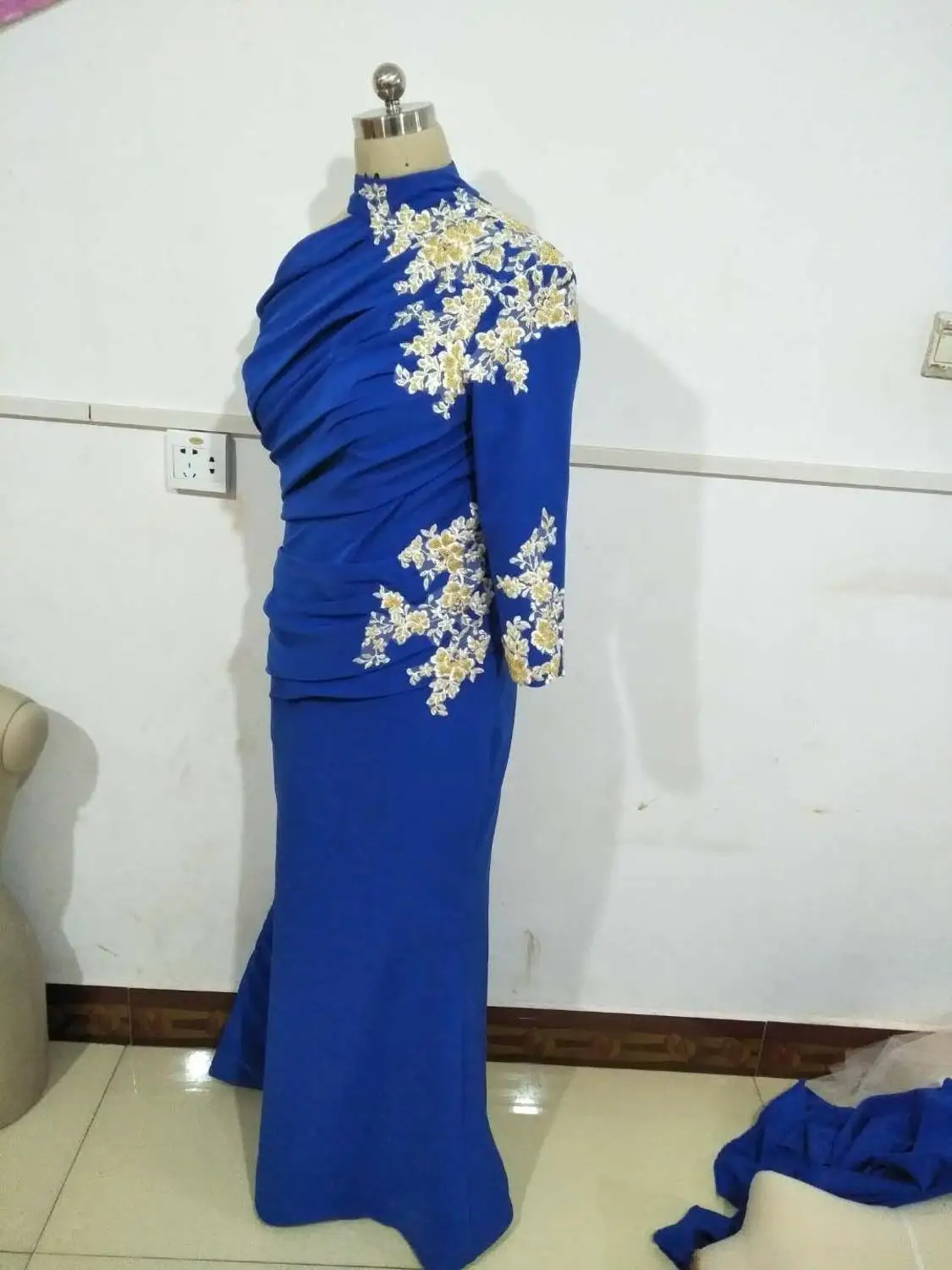 New Arrival One sleeve Royal blue Arabic evening dresses 2021 Lace Party abiye kaftan dubai Evening gowns | Свадьбы и торжества