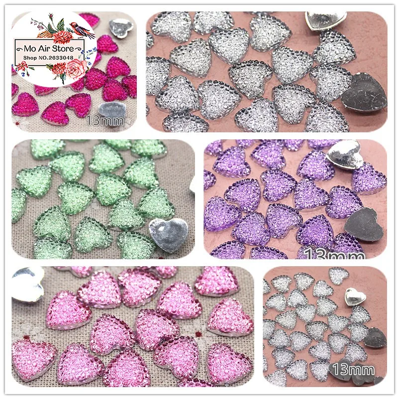 

100pcs shiny heart Acrylic Flat back Cabochon Art Supply Decoration Charm Craft DIY charm 13mm