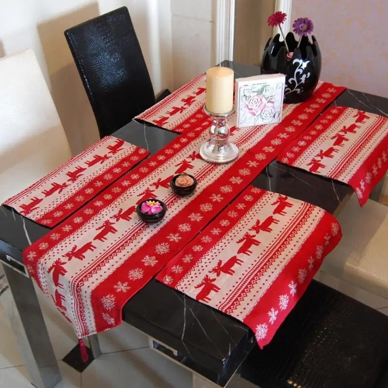 4 шт. Рождество Лося Гобелен Столовое белье Подставки Старинные Прекрасный Олень