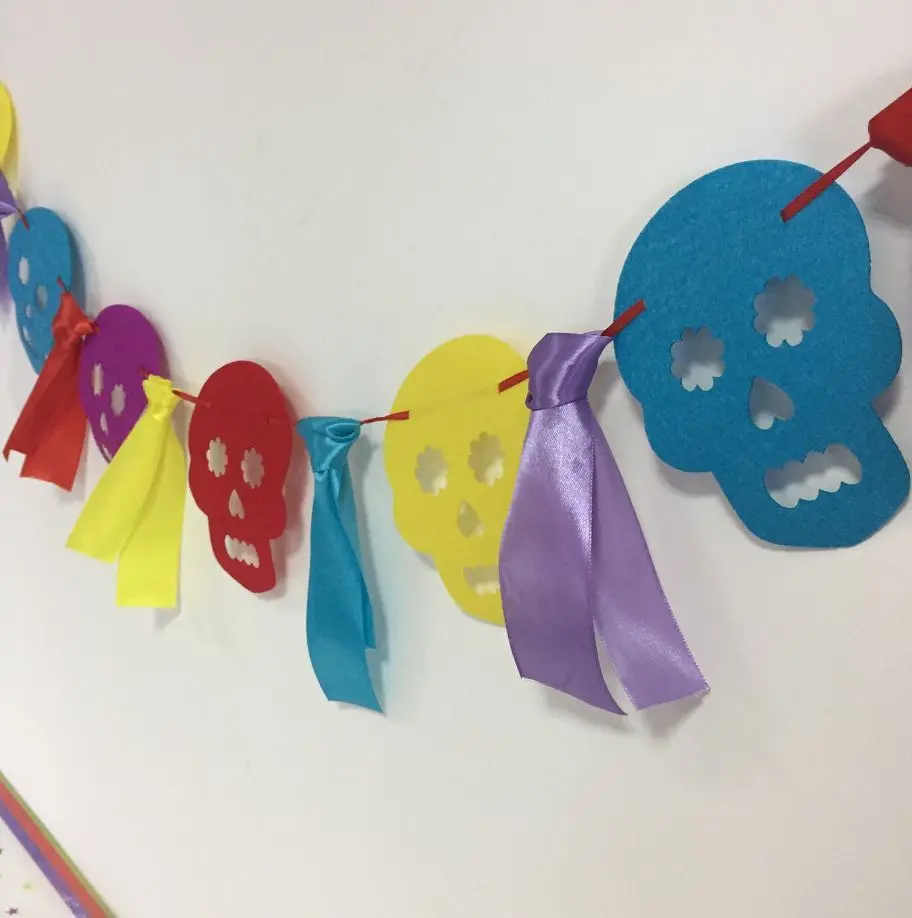 Вечерние wakaka Dia de los Muertos мексиканский день мертвечерние вых вечеринок принадлежности баннер череп фетр Нетканая украшения