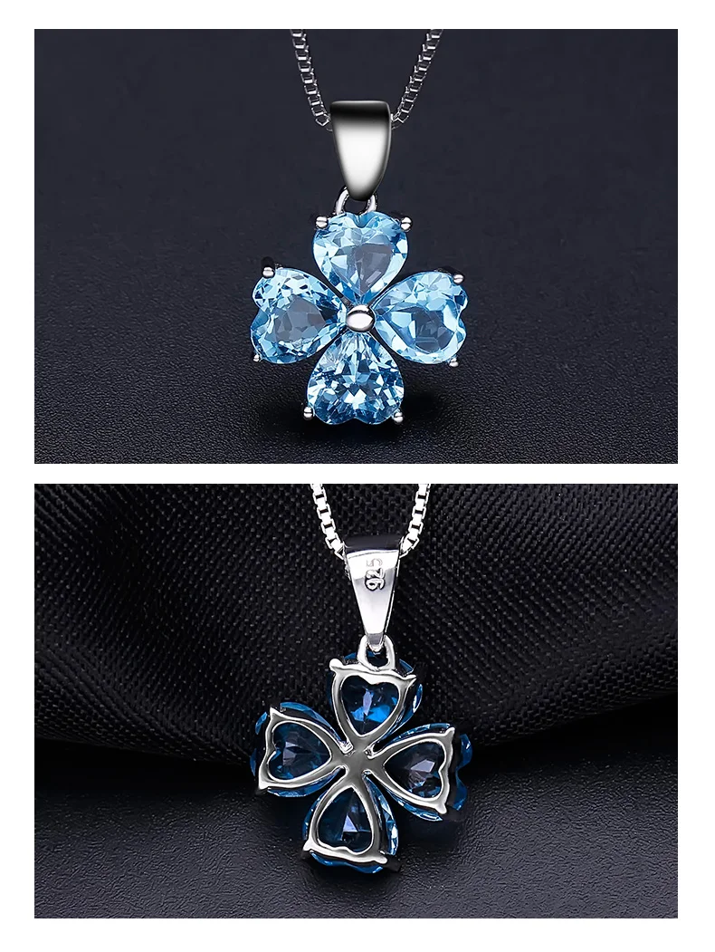 Жемчужное балетное 925 пробы Серебряное ожерелье в форме клевера 4.23Ct с натуральным швейцарским голубым топазом, ювелирное изделие для женщин