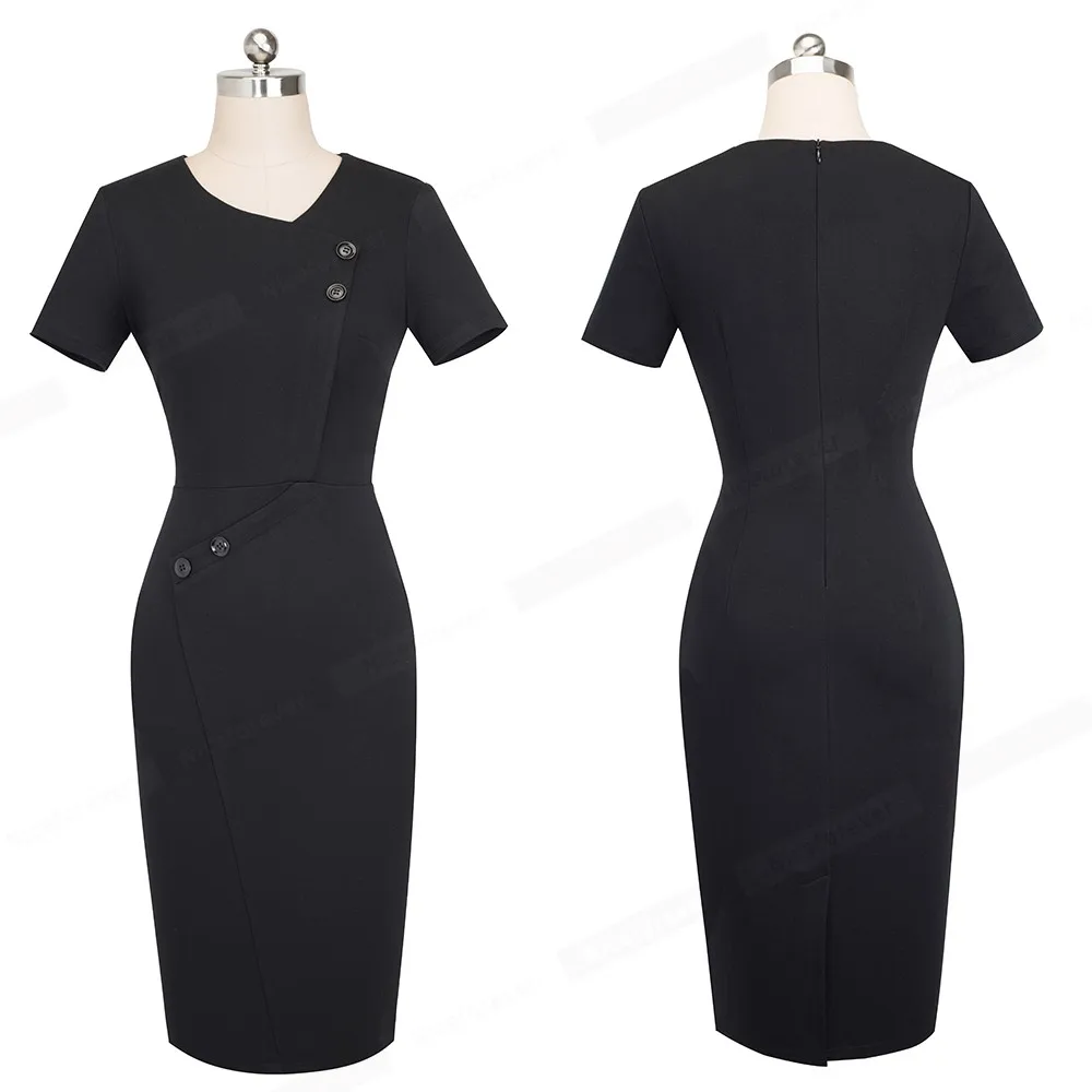 Хорошее-forever винтажное короткое однотонное платье для работы на молнии vestidos деловые вечерние облегающее офисное облегающее женское платье B502