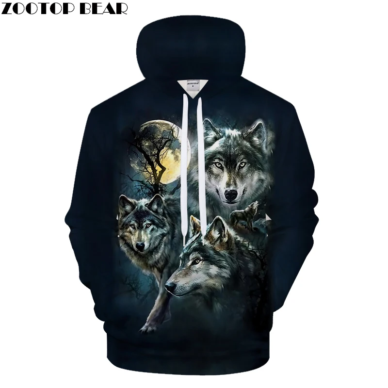 

Black Hoodies Wolf Hoody Men Sweatshirts Anime Tracksuit 3D Pullover Harajuku Coat Streatwear Brand Quality DropShip ZOOTOPBEAR