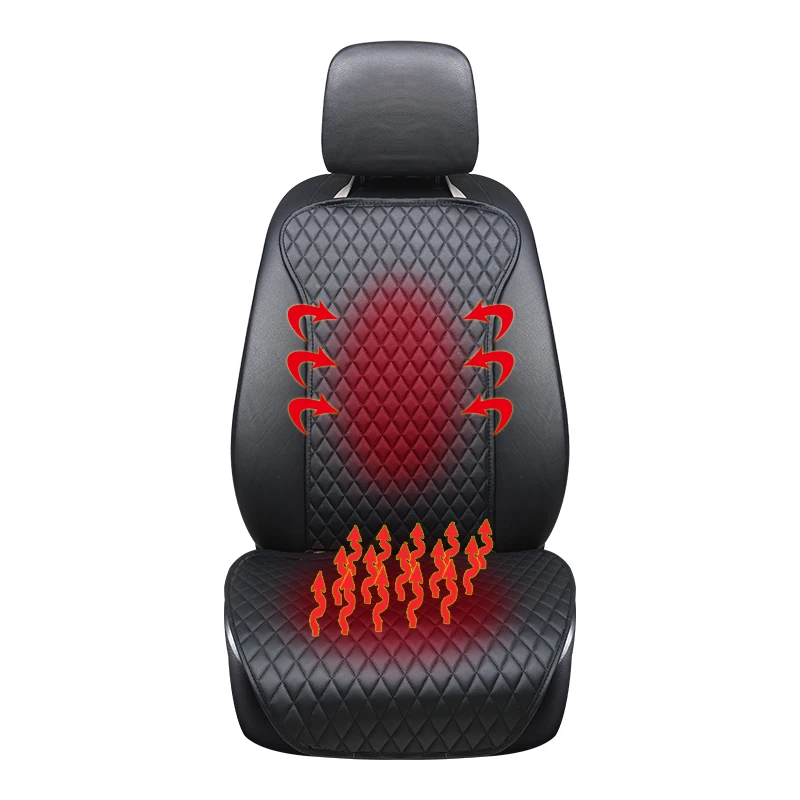 heated black 1pcs Искусственная кожа 12 В Электрическая подушка для сидения автомобиля с подогревом, универсальная теплая зимняя подушка для сидений, подходит для большинства автомобилей - Название цвета: heated black 1pcs