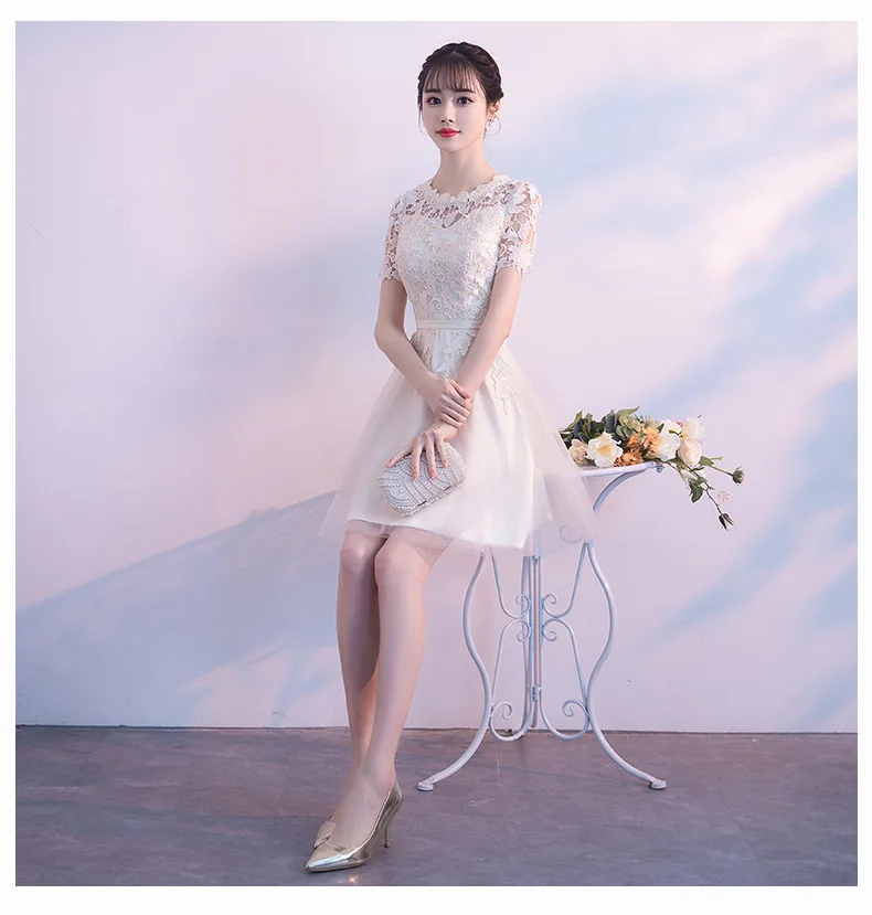 Новинка 2018 элегантное кружевное платье подружки невесты цвета шампанского