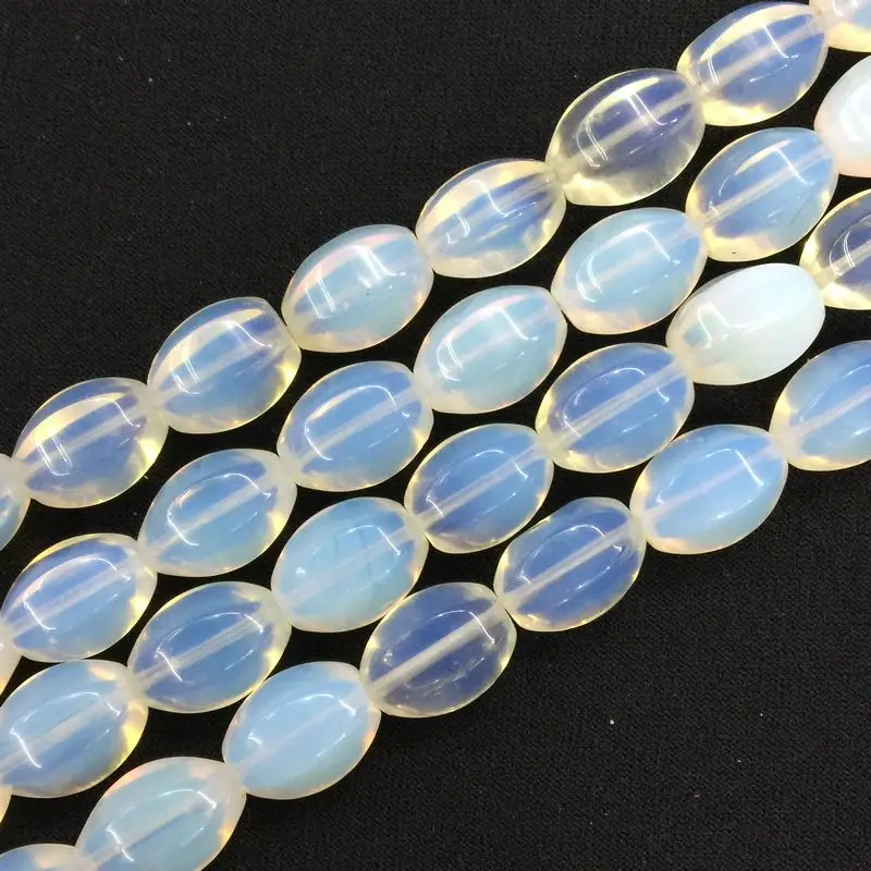 white opal 13 цветов камень барабан яйцо форма бусины 10x14 мм Овальный рис гладкая струна DIY Ювелирные изделия опал содалит кристаллы и т. Д. Лидер продаж - Цвет: white opal