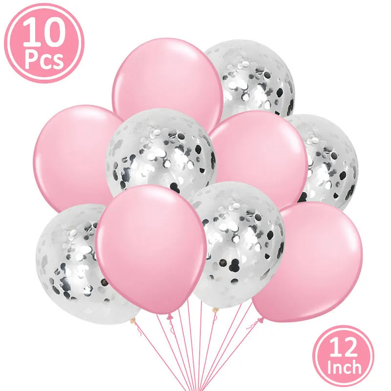 10pcs silver pink Пустышка, Детские латексные воздушные шары из фольги, вечерние украшения для мальчиков и девочек - Цвет: 10pcs silver pink