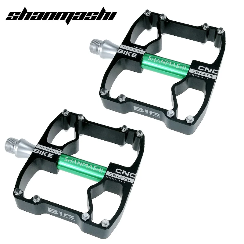 BLACK - GREEN SMS велосипедная педаль CNC подшипник из сплава на основе алюминия широкая противоскользящая педаль горного велосипеда дорога горный велосипед велосипедная педаль, сверхлегкая запчасти - Цвет: BLACK - GREEN