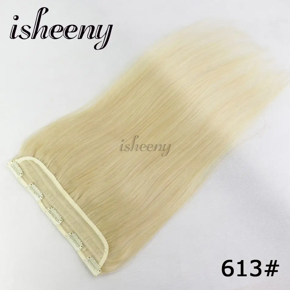 Isheeny, 14 дюймов, 18 дюймов, 22 дюйма, 1 шт., бразильские заколки для волос, Tic Tac, 5 клипов, remy, прямые волосы на заколках для наращивания - Цвет: #613