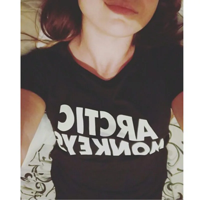 Для женщин летние топы Arctic Monkeys футболка с буквенным принтом Футболка Новый