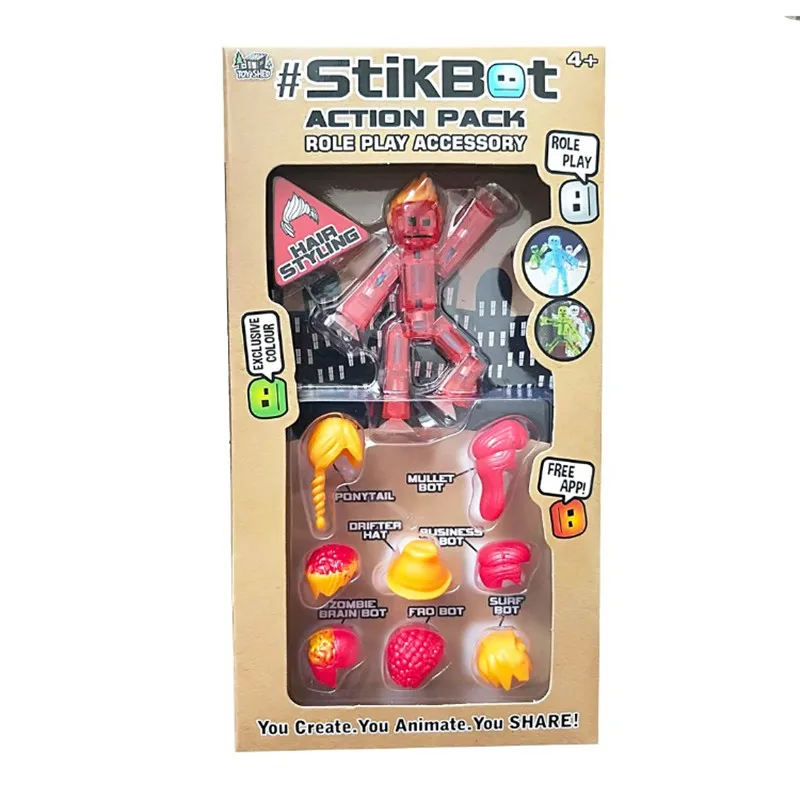 DIY StikBot Dolla присоска оружие фигурка ролевая игра липкий робот кукла Creat аксессуар подарок случайный цвет 1 шт. 8 см
