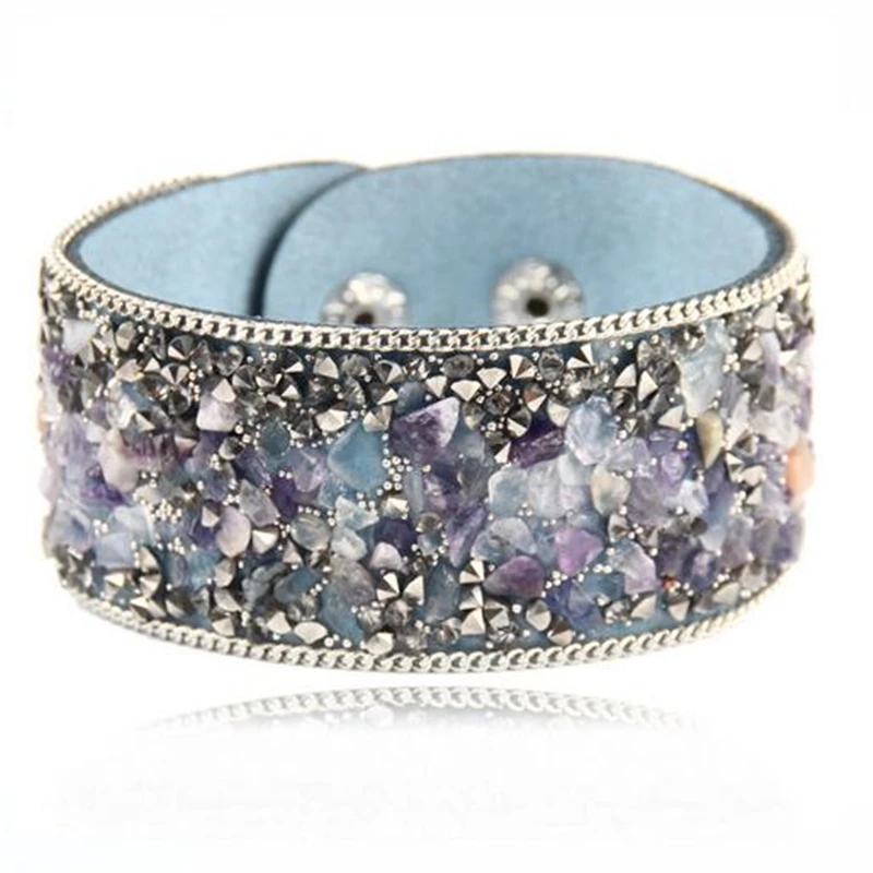 Женский кожаный браслет ZOSHI ювелирное изделие с цветными натуральными