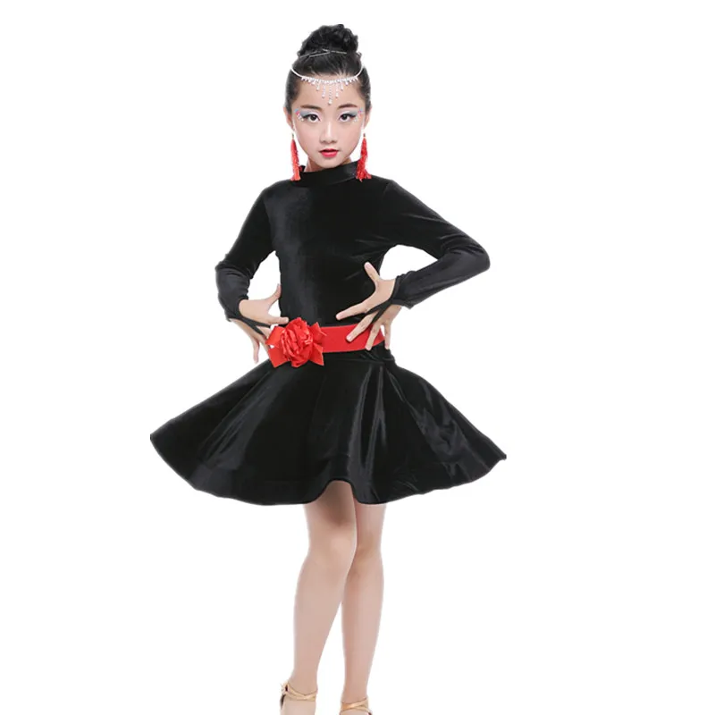 Платье для латинских танцев с длинными рукавами девочек платье соревнований