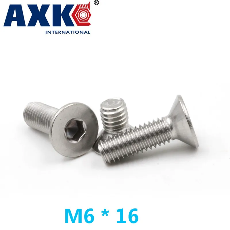Крепежный круглый болт Axk 15 шт. M6 * 16 аутентичный 304 нержавеющая сталь с потайной