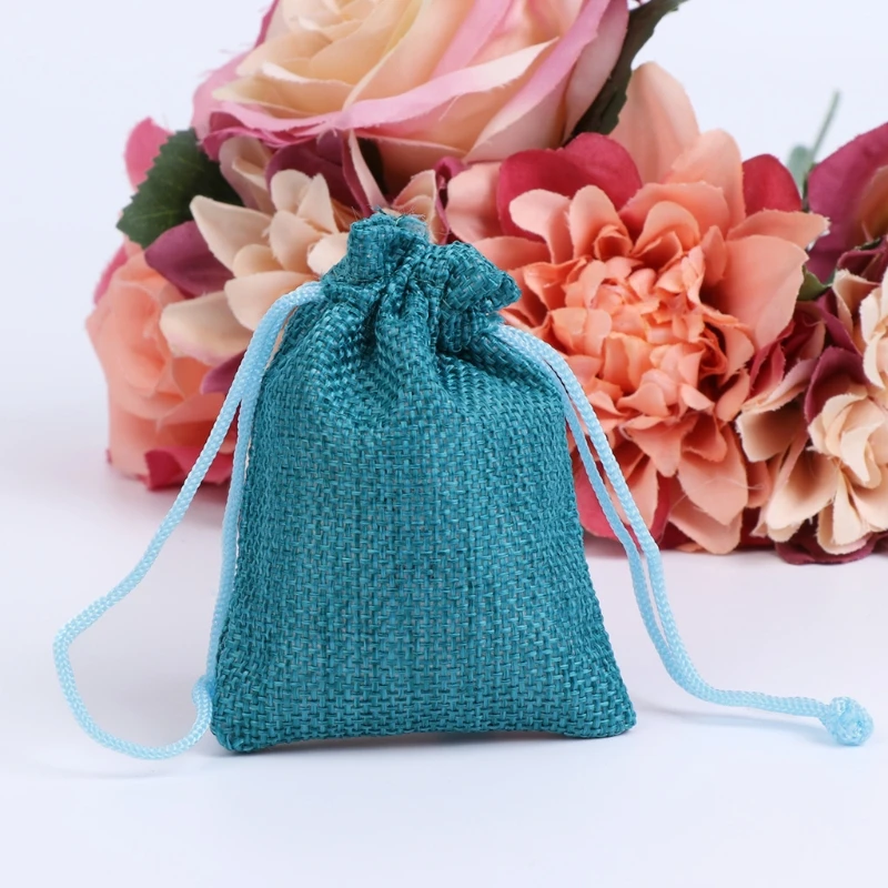 50 шт винтажный натуральный джут Hessian Drawstring мешок мешковины свадебный подарок мешок