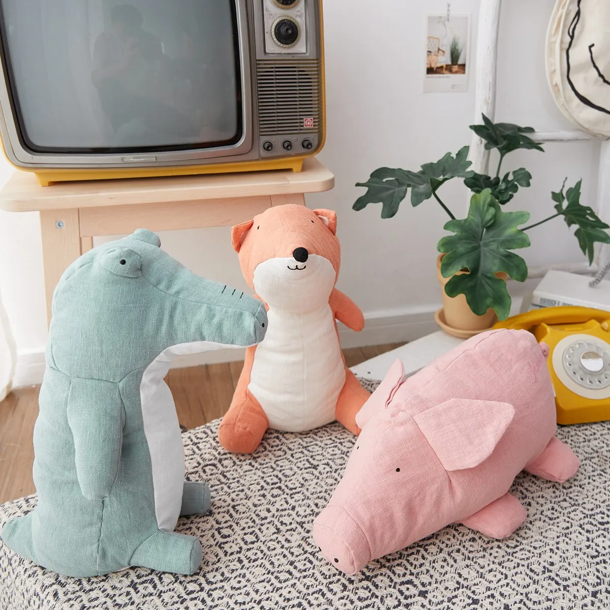 Милые 36 см летние новые стили милые животные лиса свинка крокодил рами плюшевые