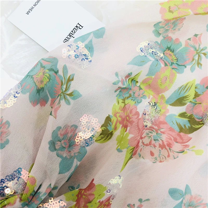 Bazaleas Винтаж фонарь с длинным рукавом vestidos аппликации цветочный принт женское платье модные шикарные платья Прямая поставка
