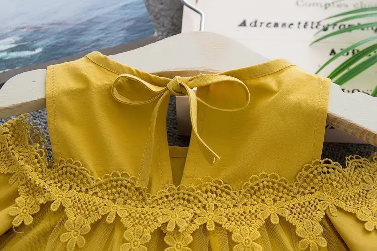 

GEMTOT children's dress 2019 summer new girls off-the-shoulder dress children's flower mesh dress