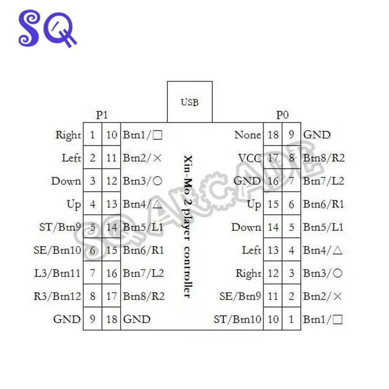Xin-Mo XM-02 2 плеер управления аркадный энкодер с usb-кабелем и монтажный комплект-MAME