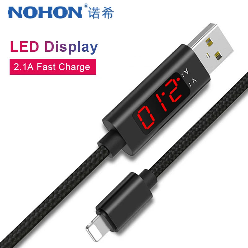 NOHON LED Display USB Type C Charging Data Cable For SamSung Gaxaly S8 Plus Fast Charge Xiaomi Mi 6 Huawei P9 Charger Cables | Мобильные