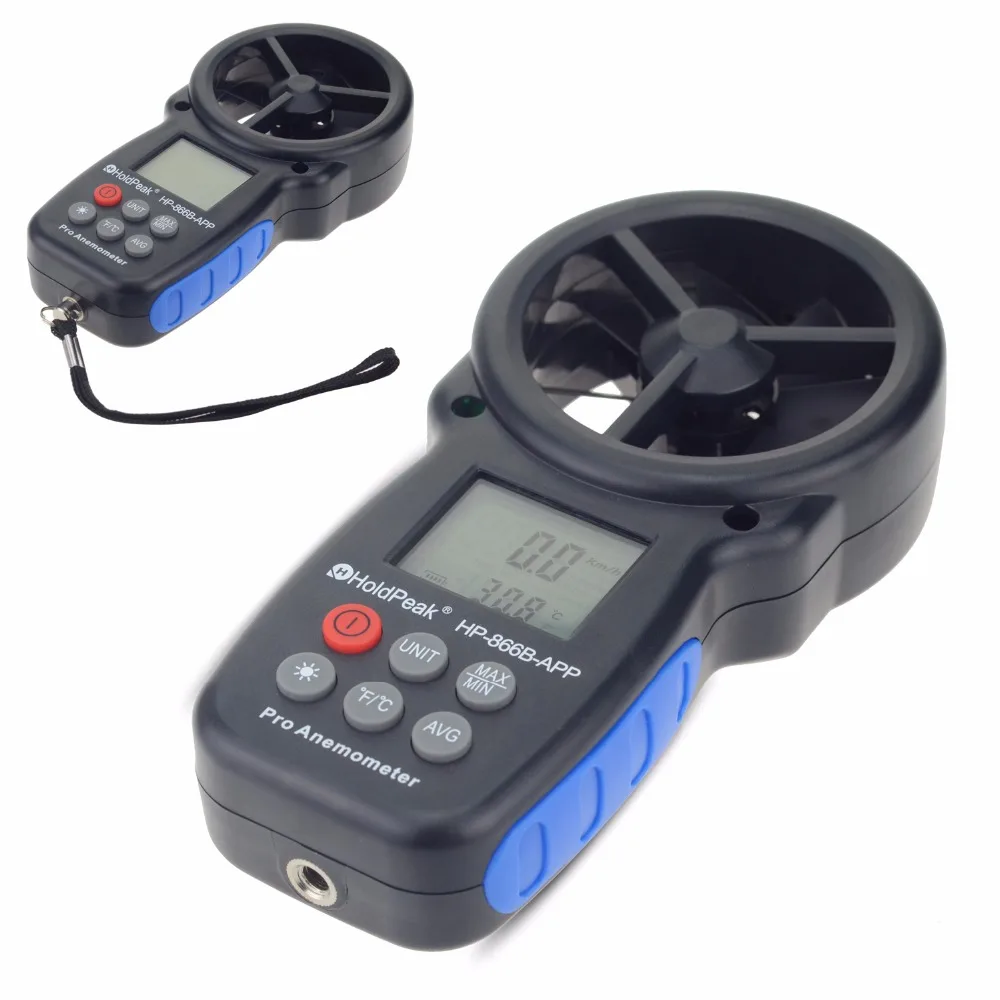 HoldPeak HP-866B-APP Digital Anemometer With Mobile APP Wind Speed Meter Measures Temperature Chill Backlight | Инструменты