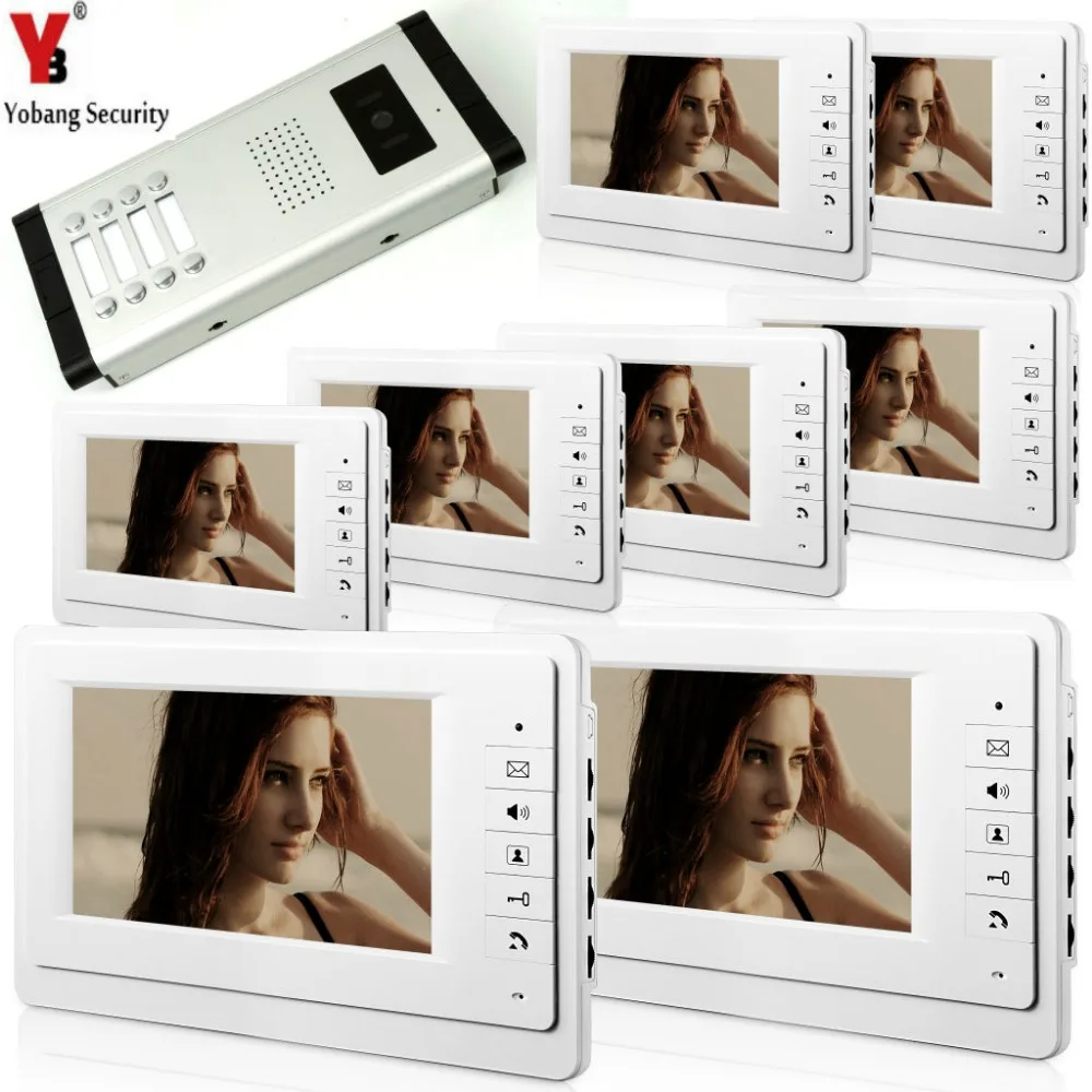Yobang Security Wired 7&quotInch Touch Screen Video Door Phone Doorbell Kits Two Way Intercom Systems For Home Location | Безопасность и