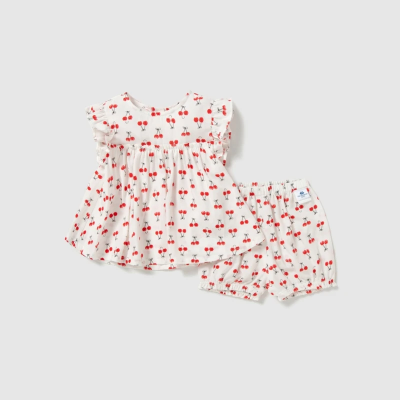BalabalaBaby/Новинка года; комплект одежды для девочек; сезон лето; тонкая одежда с принтом для малышей; комплект из двух предметов - Цвет: White red tone