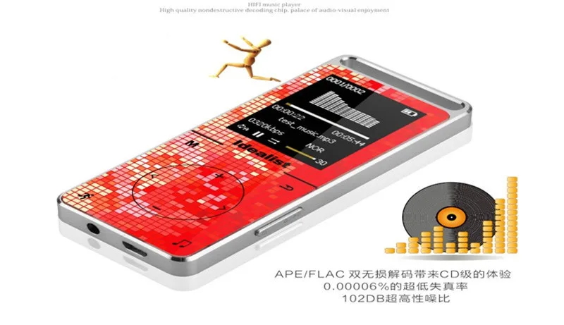 Idealist HIFI металлический сенсорный 8G MP4 плеер воспроизводитель MP4 Шагомер Спорт на открытом воздухе MP3 радио Музыкальный плеер рекордер для чтения электронных книг