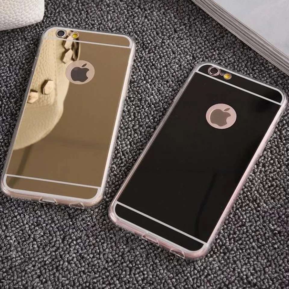 Rubber Glitter TPU + PC Mirror Case For iphone 6 Cover Silicone Soft Apple 4 4S SE 5 5S 6S 7 8 Plus X Phone Cases |