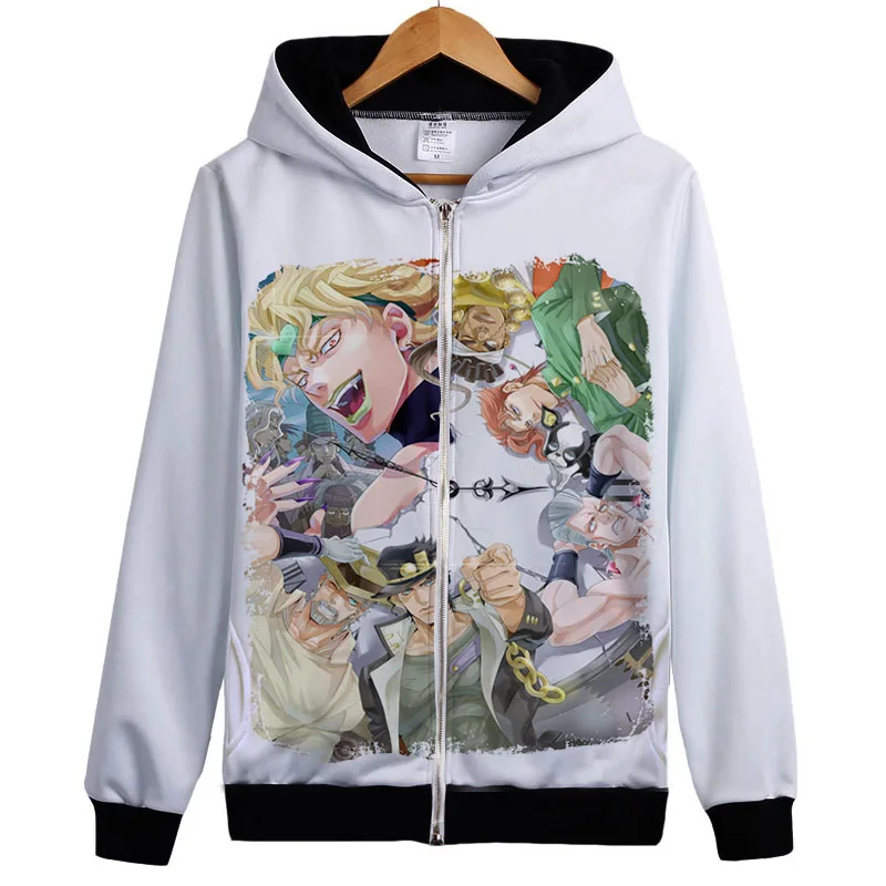 15 Аниме jojo's невероятное приключение Толстовка JOJO логотип свитшот с рисунком, круглый воротник, длинные рукава Мужские осень-зима Повседневное тонкий флис на молнии со шнуровкой Толстовка пальто - Цвет: 15