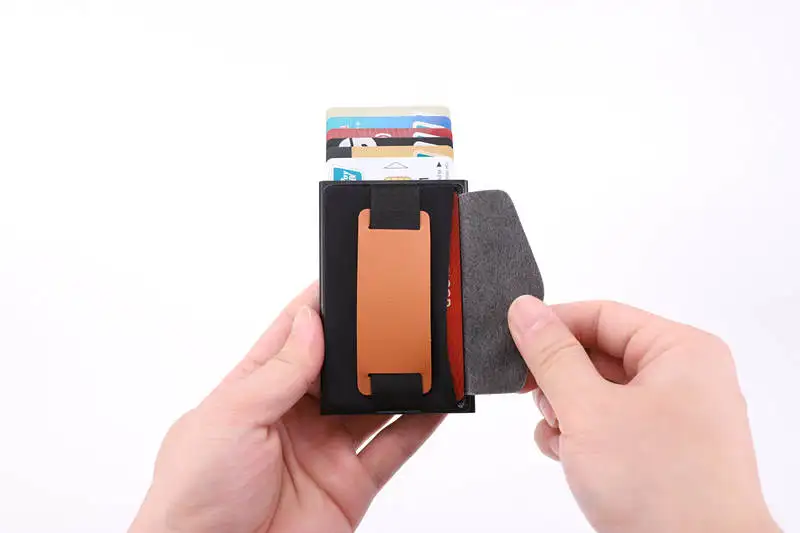 Бизнес Алюминиевый футляр для карт мужской модный RFID кошелек всплывающий парча продукт держатель карт высокое качество путешествия бандаж RFID чехол
