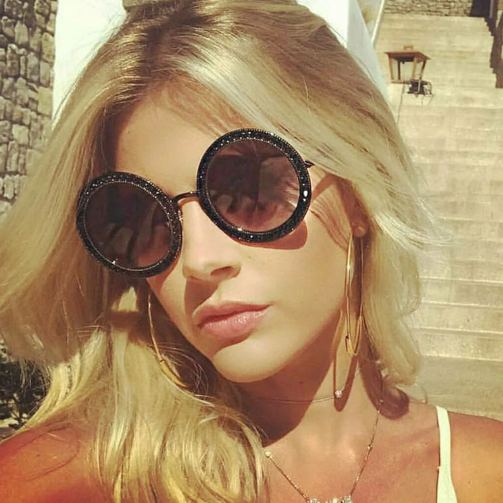 Роскошные красочные алмазные мозаичные новые круглые солнцезащитные очки 2018