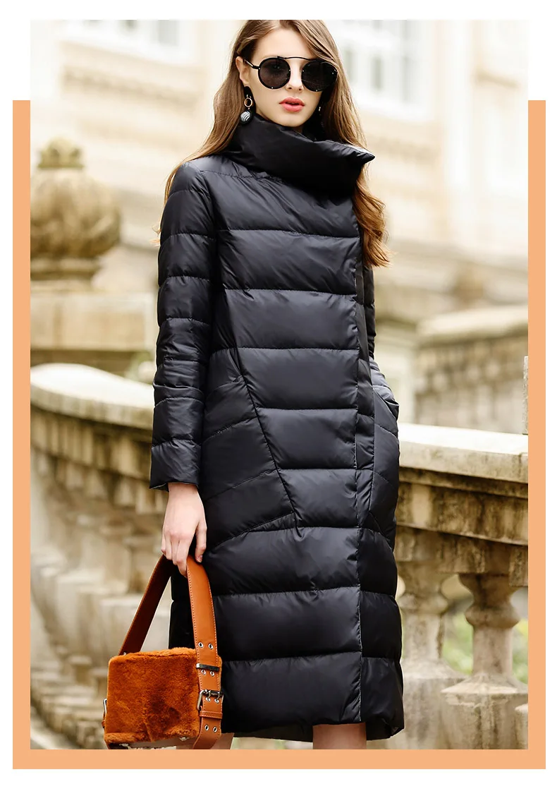 Two Side Wear Autumn Winter 90% White Duck Down Coat Women Light Down Long jacket Women warm Parkas A124