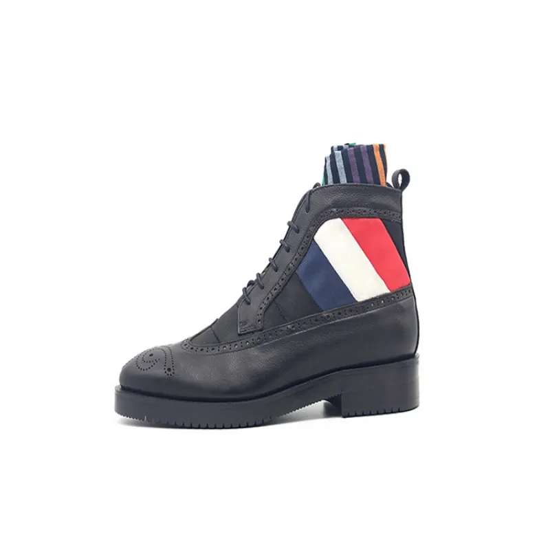 Удобные ботинки мужские Ботильоны ручной работы из коровьей кожи на шнуровке