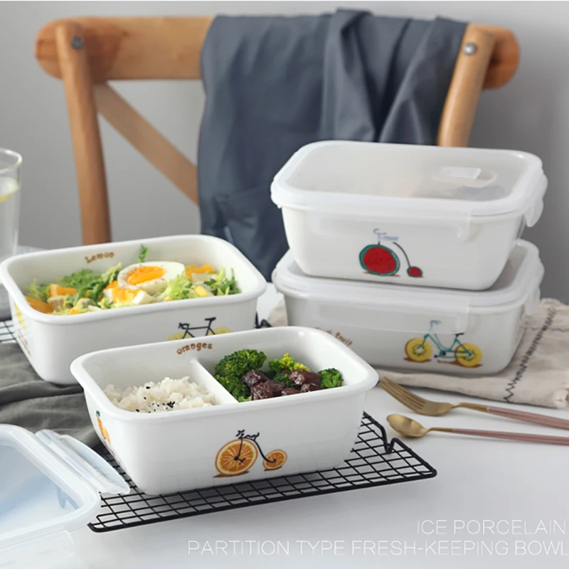 1-3 отсека креативный Керамический Фруктовый Ланч-бокс Procelain Bento ланчбокс для путешествий портативный контейнер для еды-Z0075
