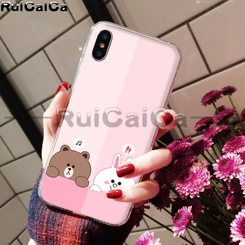 RuiCaiCa Line Friends коричневый Медведь Мягкий ТПУ чехол для телефона для Apple iPhone 8 7 6 6S Plus X XS MAX 5 5S SE XR мобильных телефонов - Цвет: A7