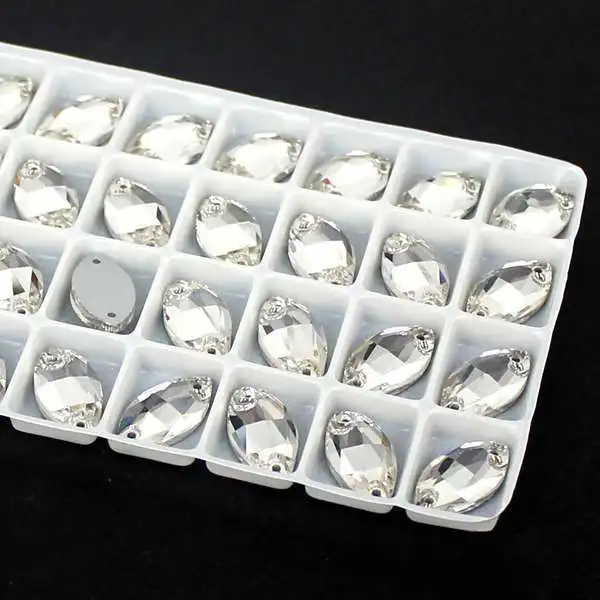 Crystal Beads 6X12mm 7x15mm 9x18mm 13x22mm 15x31mm Horse Eye Flatback Clear Glass Sew On DIY For Garment | Красота и здоровье