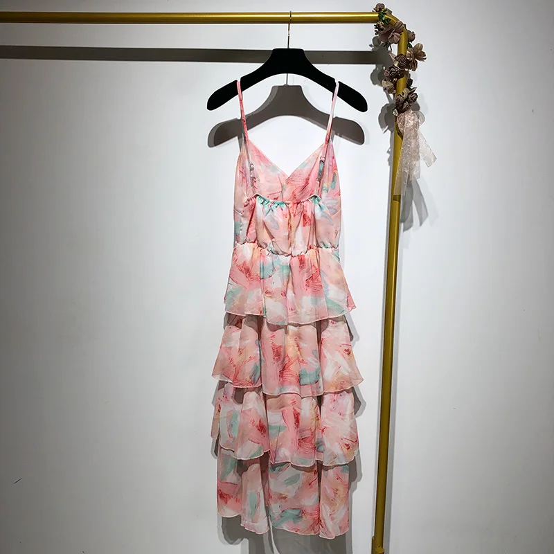 

Женский сарафан с открытой спиной, Повседневный Сарафан на бретельках без рукавов, Пляжное Платье с V-образным вырезом и принтом в стиле бох...